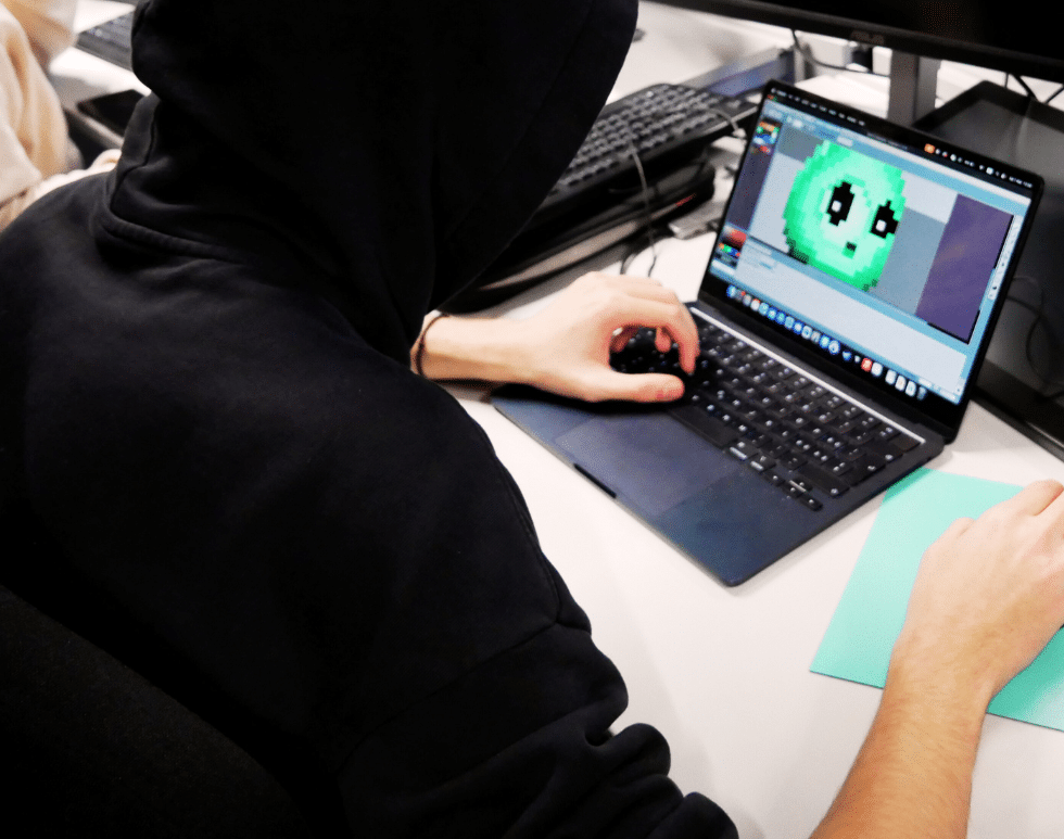 Student using computer