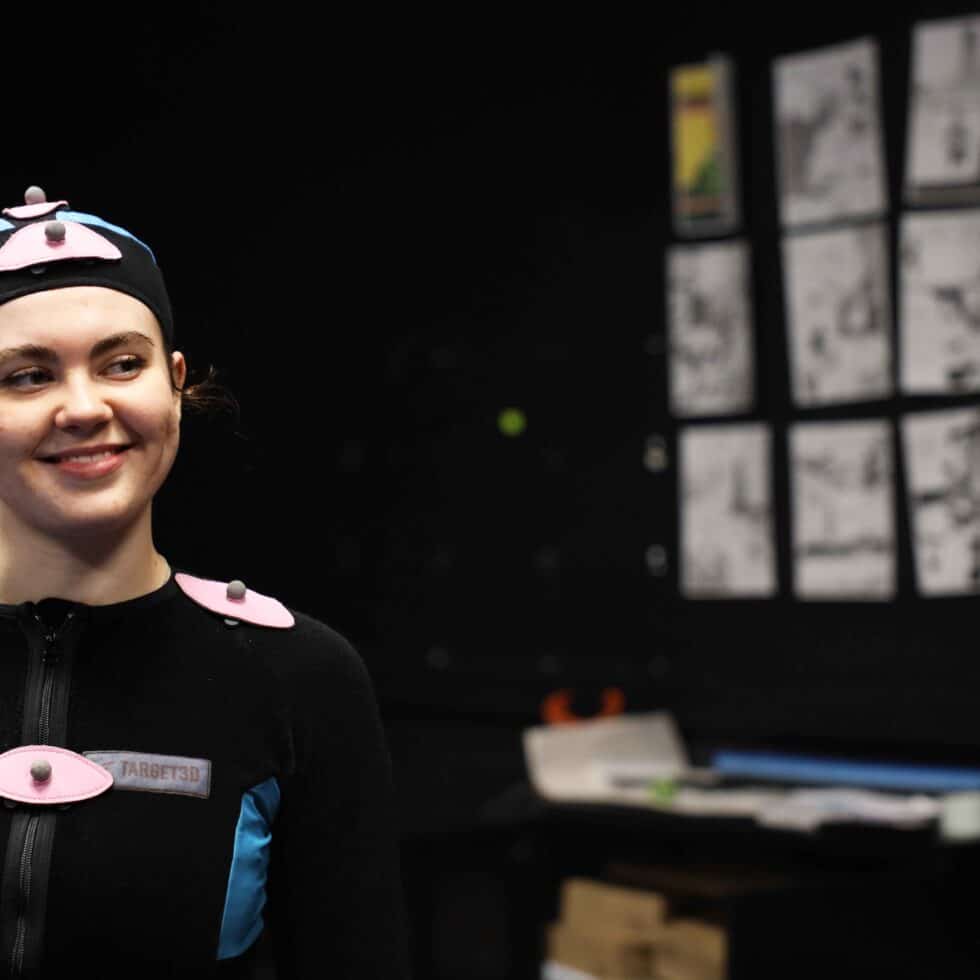 MetStudios student wearing motion capture suit