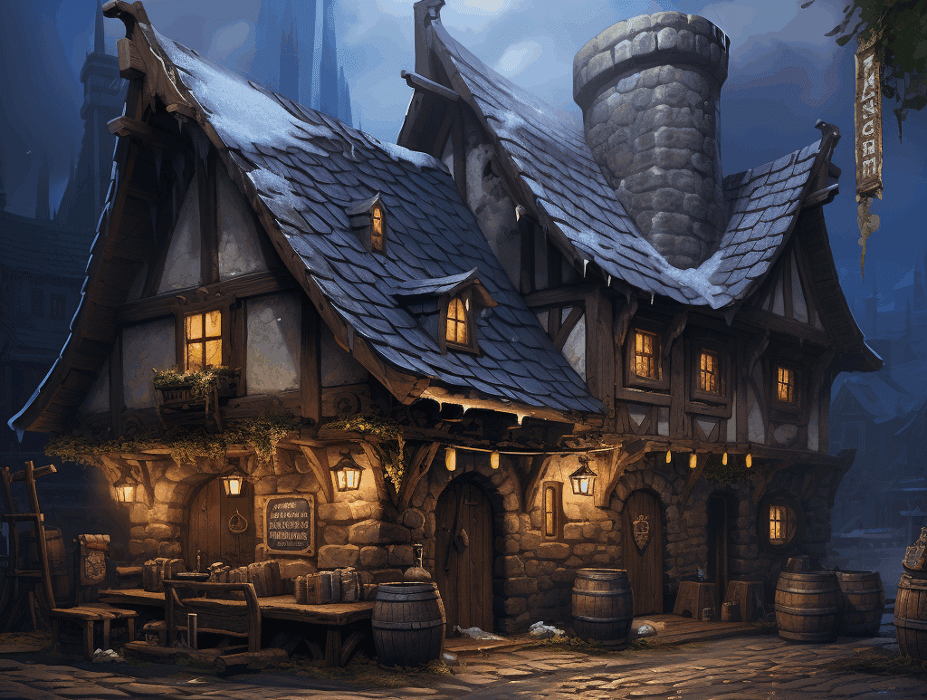 Fantasy tavern concept art for a video game