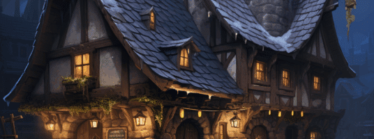 Fantasy tavern concept art for a video game