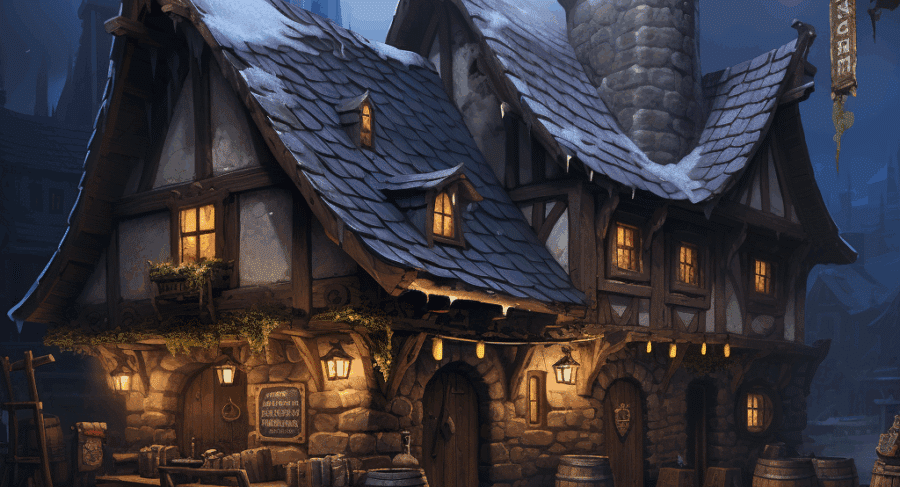 Fantasy tavern concept art for a video game